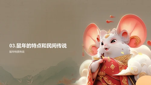 金色生肖鼠中国风教育新篇PPT模板