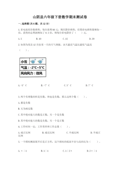 山阴县六年级下册数学期末测试卷学生专用.docx