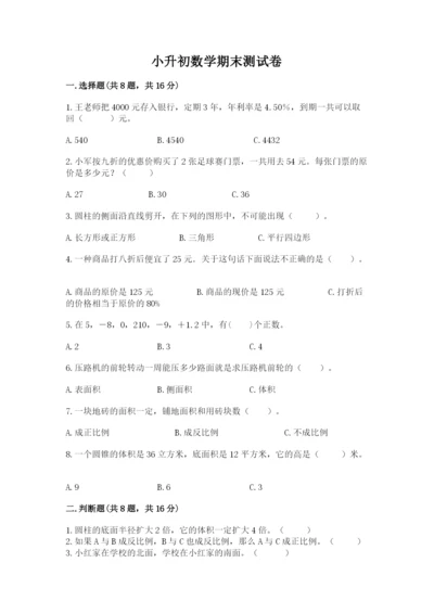 小升初数学期末测试卷及完整答案（名校卷）.docx