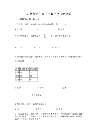 人教版六年级上册数学期末测试卷（各地真题）.docx