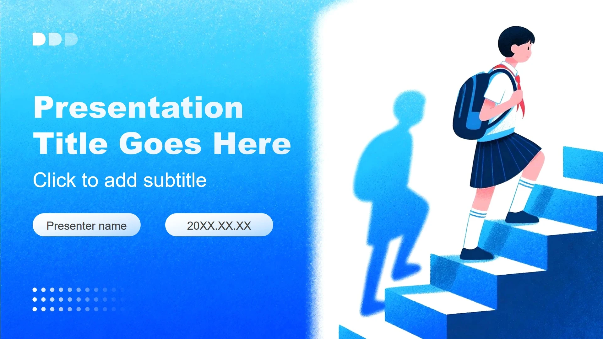 蓝色渐变插画风大学生职业生涯规划PPT主题模板