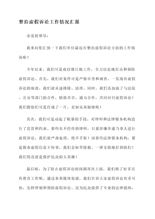 整治虚假诉讼工作情况汇报