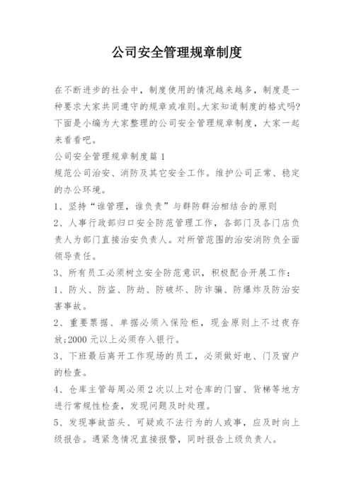 公司安全管理规章制度.docx