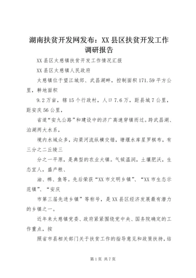 湖南扶贫开发网发布：XX县区扶贫开发工作调研报告.docx