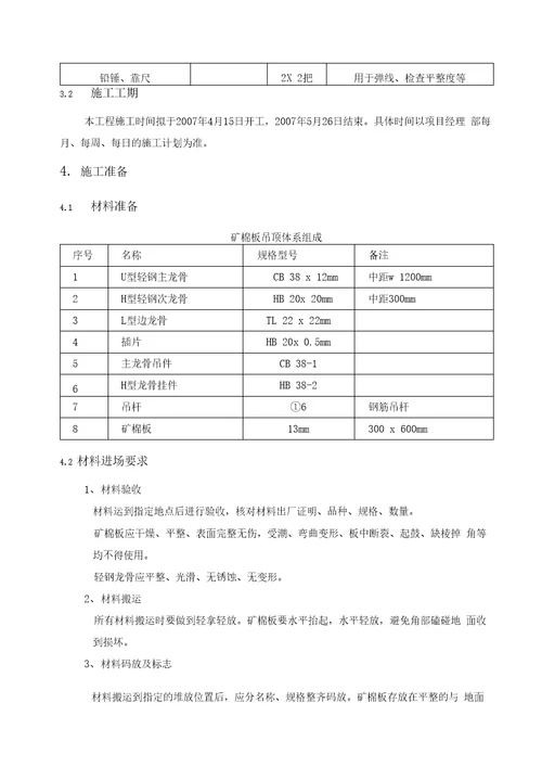 矿棉板吊顶施工方案