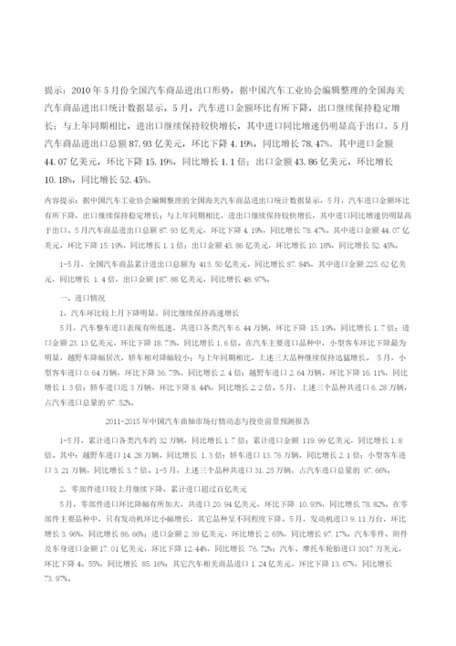 5月全国汽车商品进出口形势.docx
