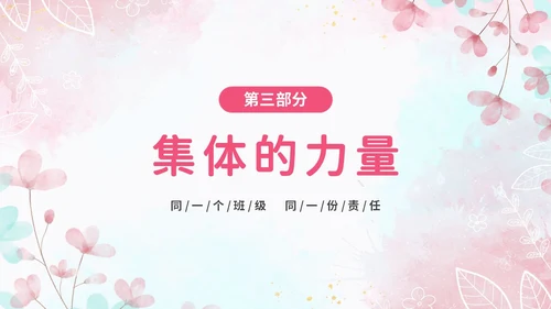 温馨粉色手绘中小学承担关爱集体的责任培训课件PPT