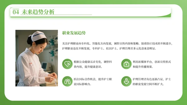 绿色简约风护士节宣传与科普PPT模板