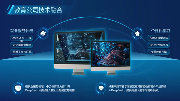 蓝色科技风Deepseek教育场景应用介绍PPT