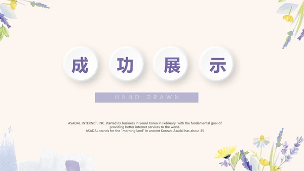 紫色淡雅小清新微立体述职报告通用PPT动态模板封面含PS