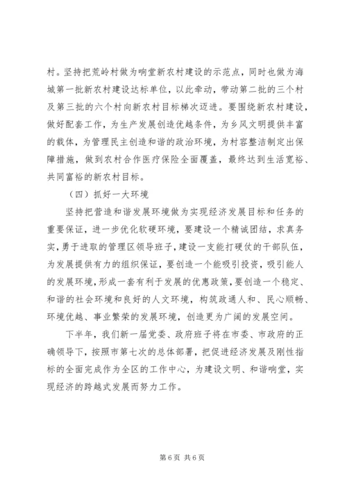 管理区上半年工作总结及下半年工作安排总结.docx