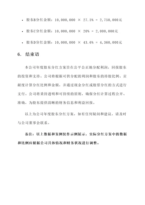 公司年度股东分红方案