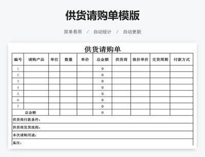 供货请购单模版