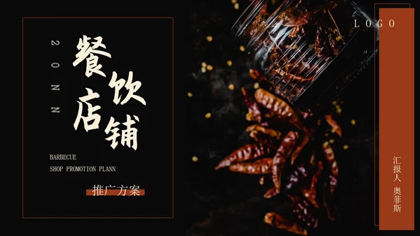 黑色画册风餐饮店铺商业计划PPT模板