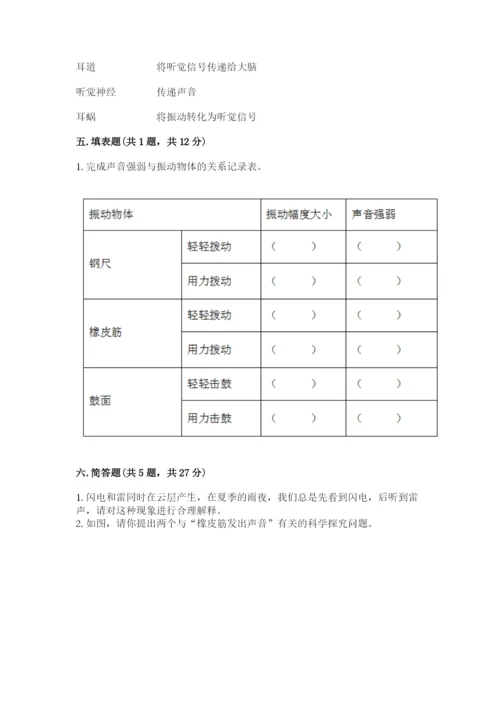 教科版科学四年级上册第一单元声音测试卷（历年真题）word版.docx