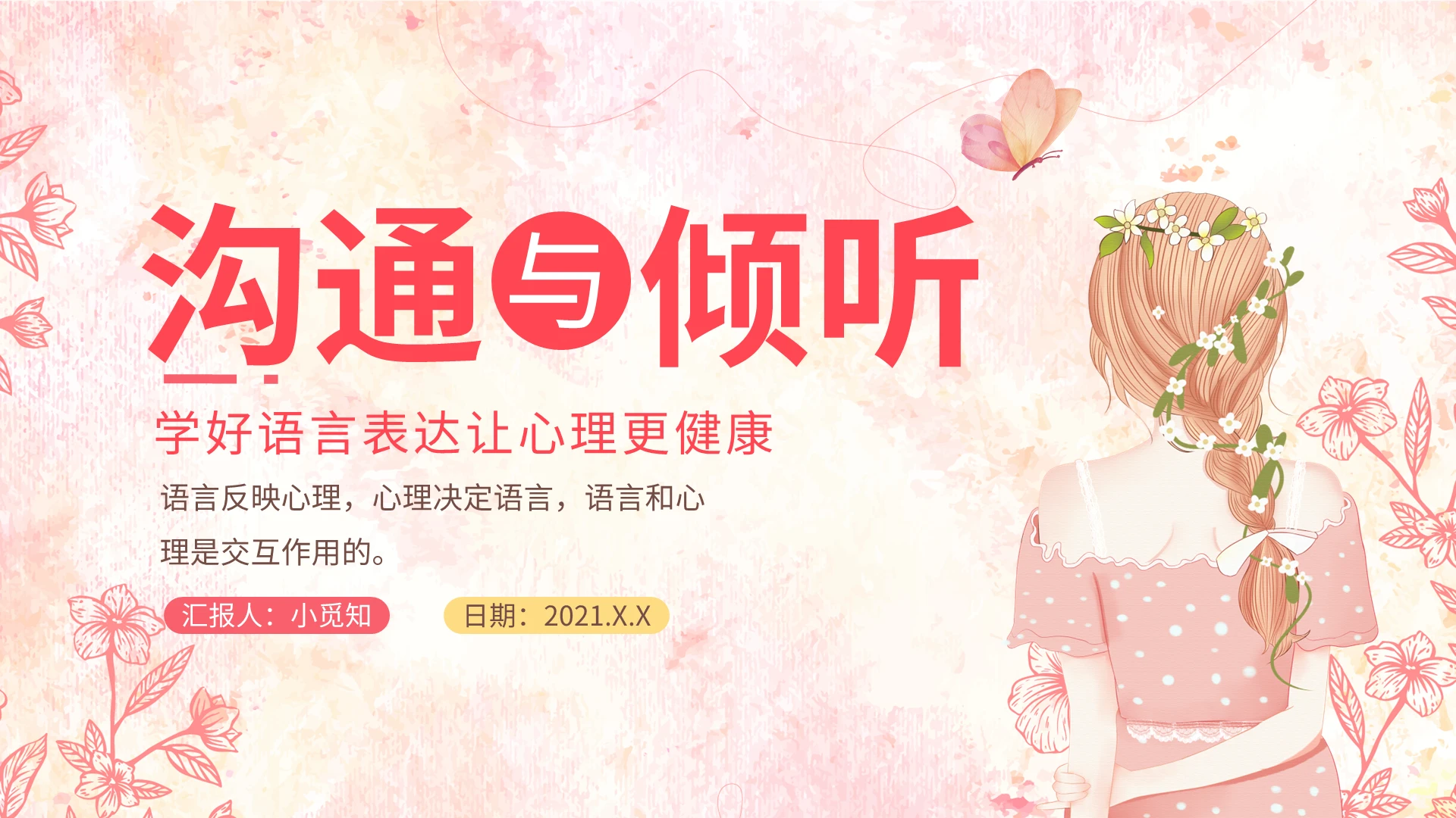 倾听与沟通心理健康知识PPT模板宣传PPT动态PPT沟通与倾听