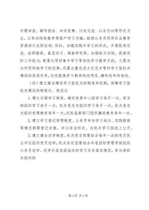 市人口计生委党委关于创建学习性机关的实施意见 (5).docx