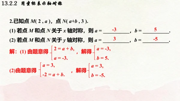 人教版数学八年级上册13.2.2  用坐标表示轴对称课件（共21张PPT）