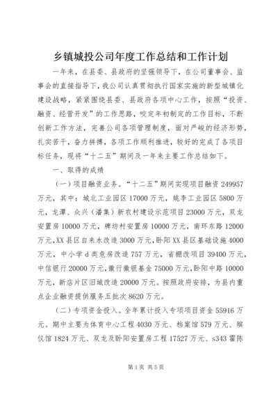 乡镇城投公司年度工作总结和工作计划.docx