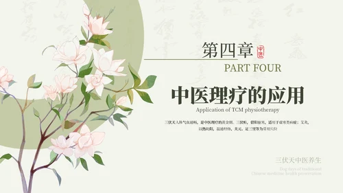 绿色清新中国风三伏天养生中医理疗知识讲座PPT模板