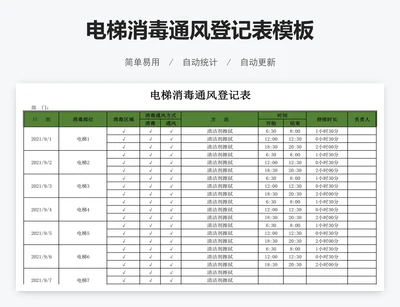 电梯消毒通风登记表模板
