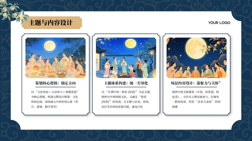 蓝色中国风中秋节活动策划PPT模板