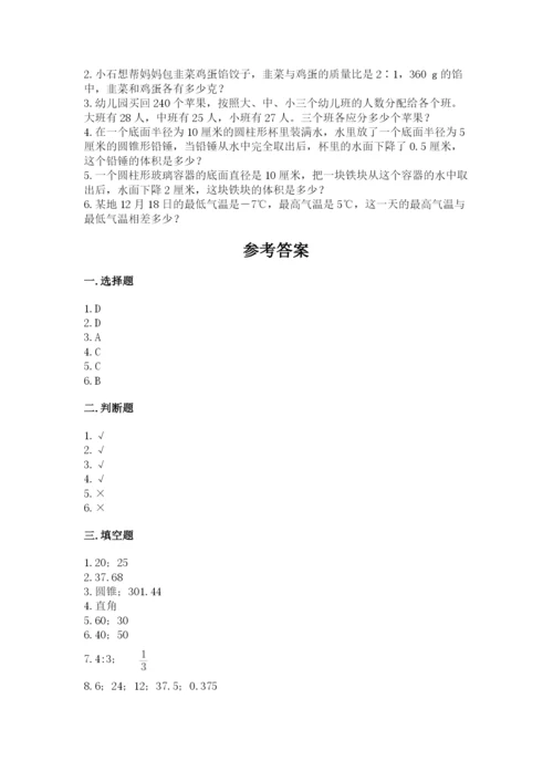 辰溪县六年级下册数学期末测试卷及一套参考答案.docx