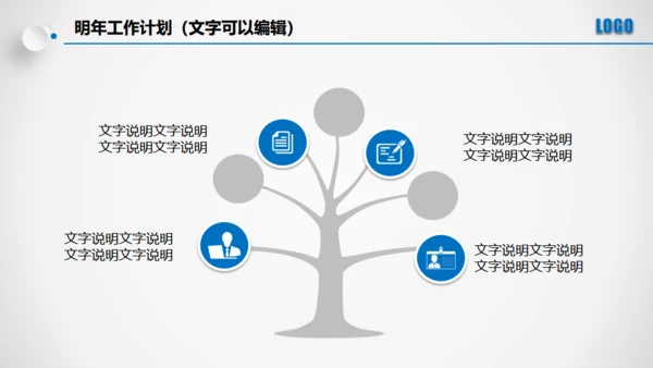 点击滑动蓝色大气立体年度总结通用PPT模板
