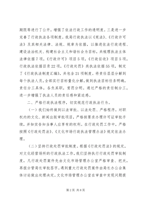 县文广新局上半年依法行政工作自查报告.docx