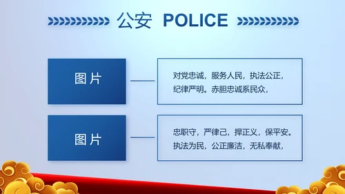 蓝色大气警察公安风采展示动态PPT模板