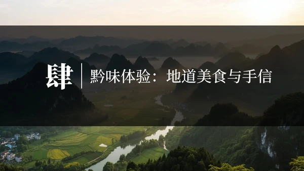 黑色实景贵州旅行攻略PPT模板