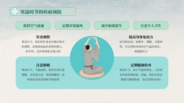 蓝绿色中国风寒露的健康守护指南PPT模版