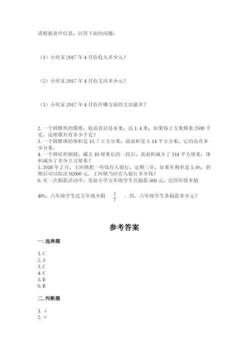 哈尔滨市呼兰区六年级下册数学期末测试卷及答案一套.docx