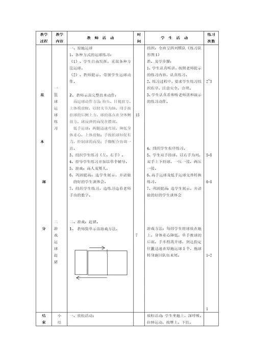 小学篮球运球教案