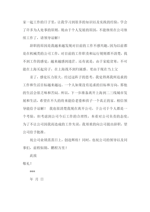 员工个人辞职报告.docx