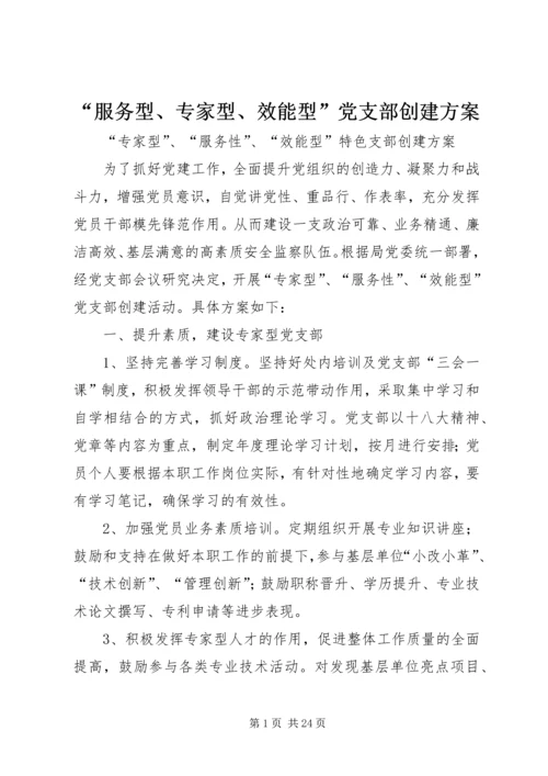 “服务型、专家型、效能型”党支部创建方案.docx