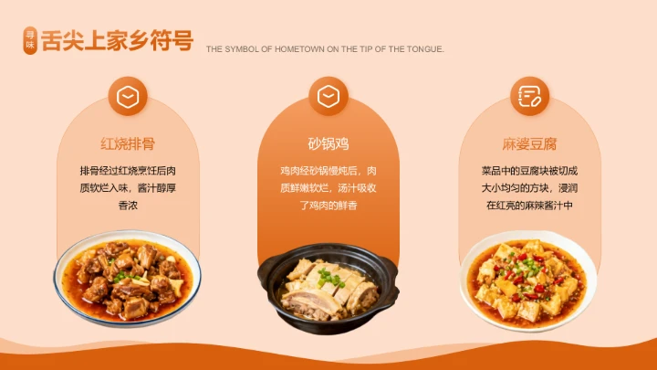 橙色传统美食文化介绍PPT模板