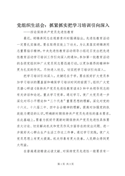 党组织生活会：抓紧抓实把学习培训引向深入_1.docx