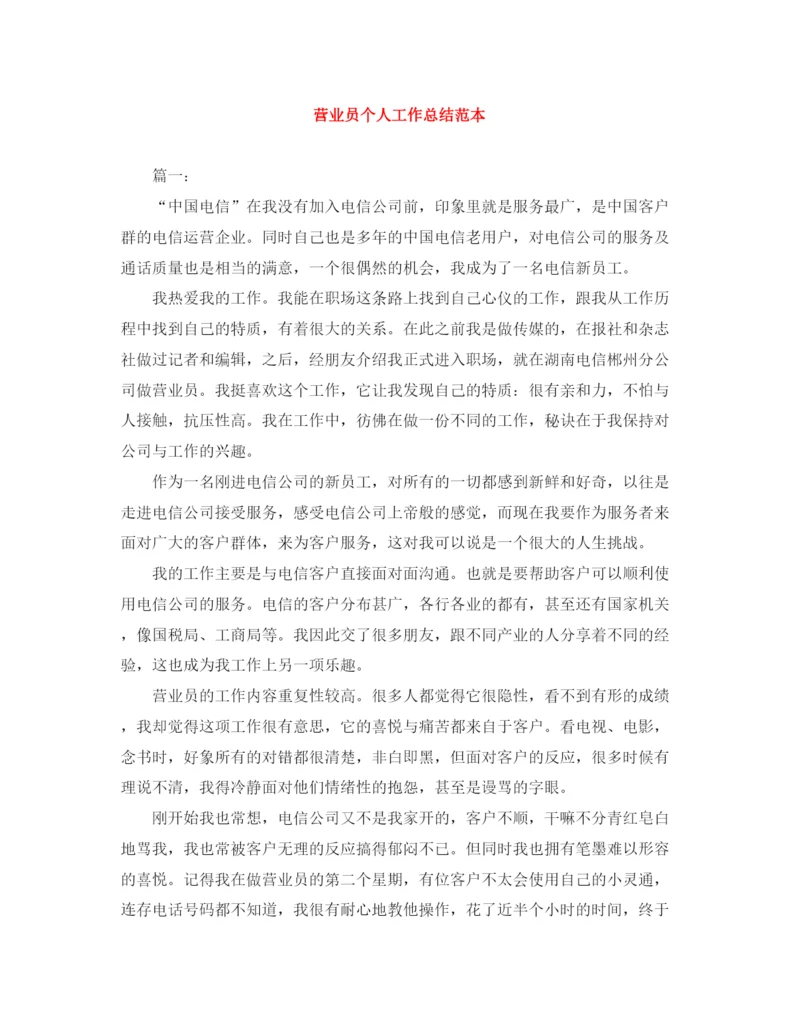 精编之营业员个人工作总结范本.docx