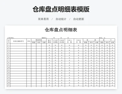 仓库盘点明细表模版