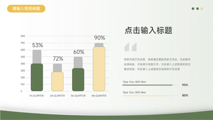 绿色清新简约风工作总结汇报PPT模板