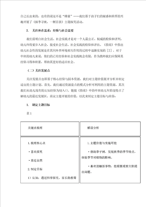 探究班本化课程的四点策略以中班微主题探李寻秋，一树百获为例