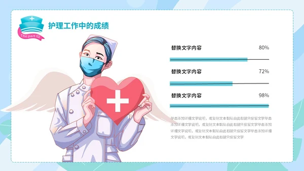 蓝绿色手绘插画风医药医疗护理行业工作汇报PPT
