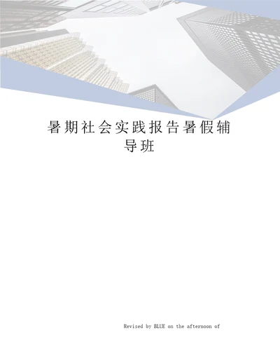 暑期社会实践报告暑假辅导班