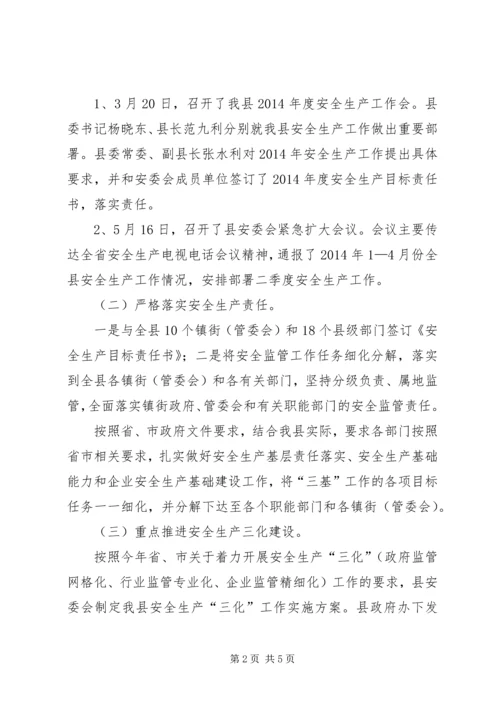 县安全生产监督管理局上半年综治工作报告.docx