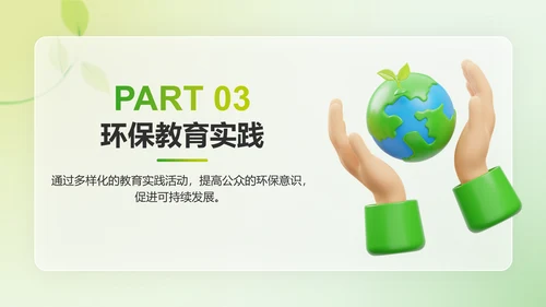 绿色3D风低碳环保倡议PPT模板