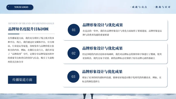 深蓝色商务年度汇报总结通用PPT模板