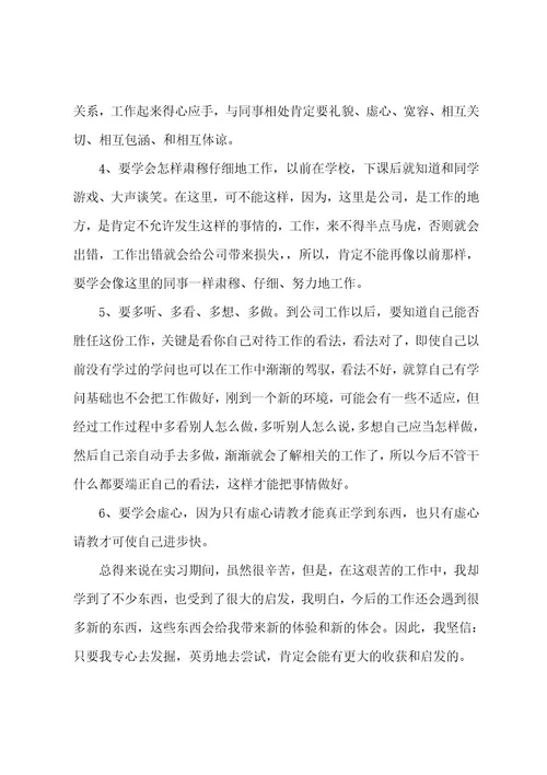 顶岗实习生实习总结