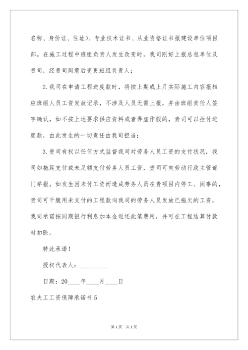 2022农民工工资保障承诺书.docx