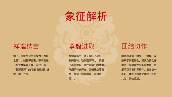 红黑色中式风格中国传统文化之醒狮PPT模板